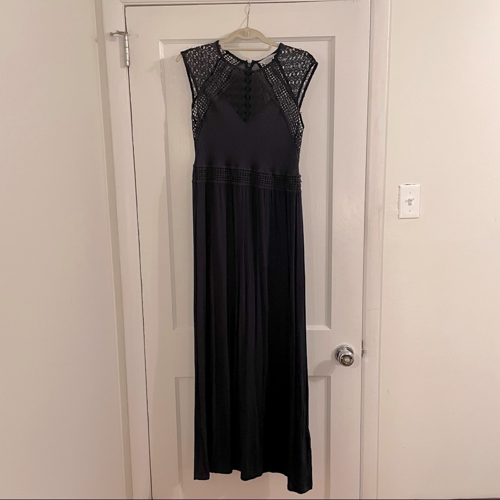 H&M navy maxi dress with lace detail